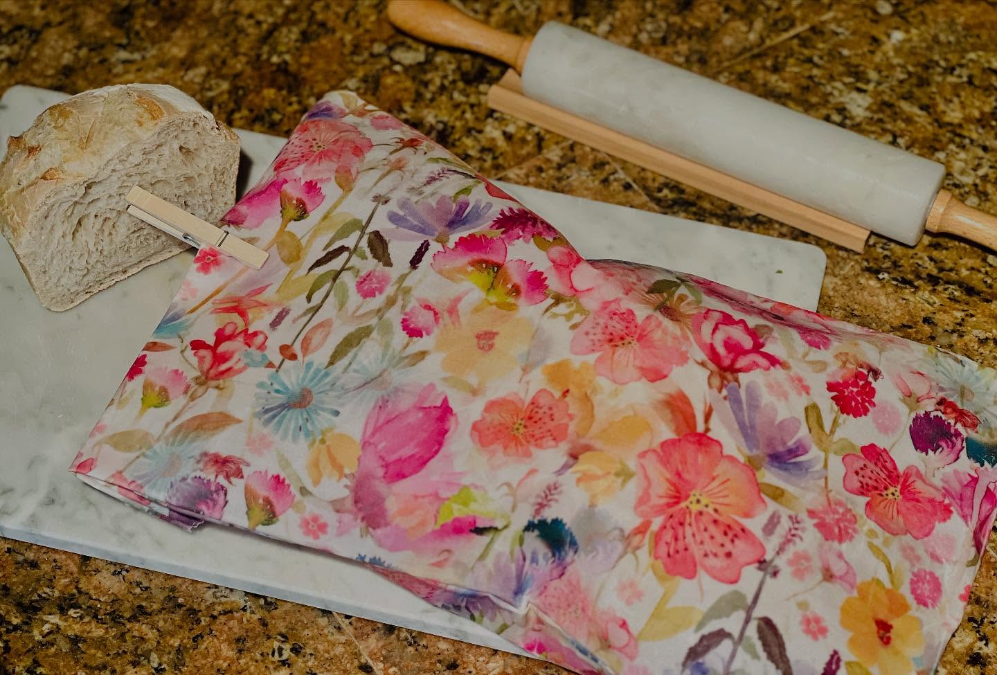 Beeswax Bread Bag (Pink Floral)