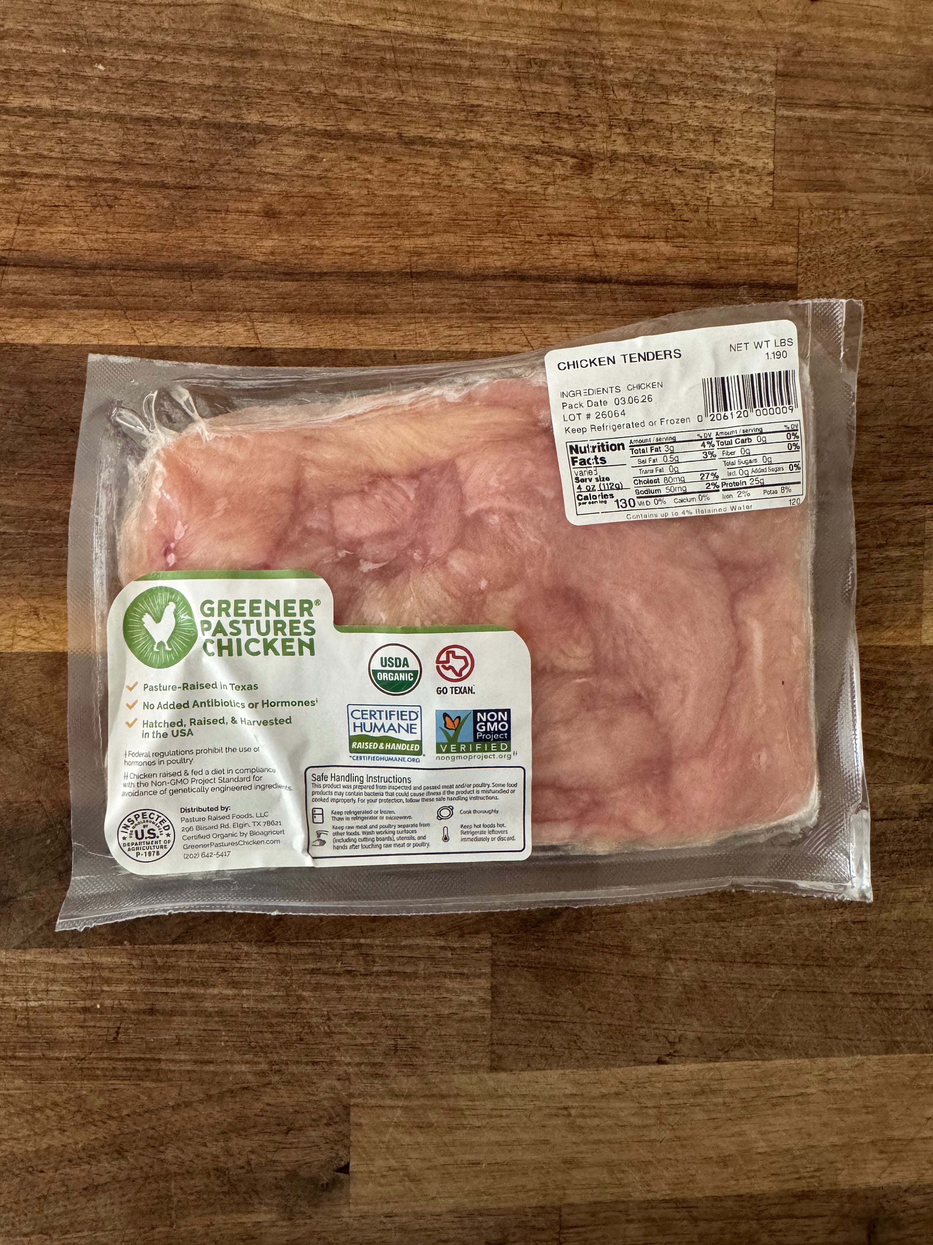 Organic Chicken Tenders (approx. 16 oz)