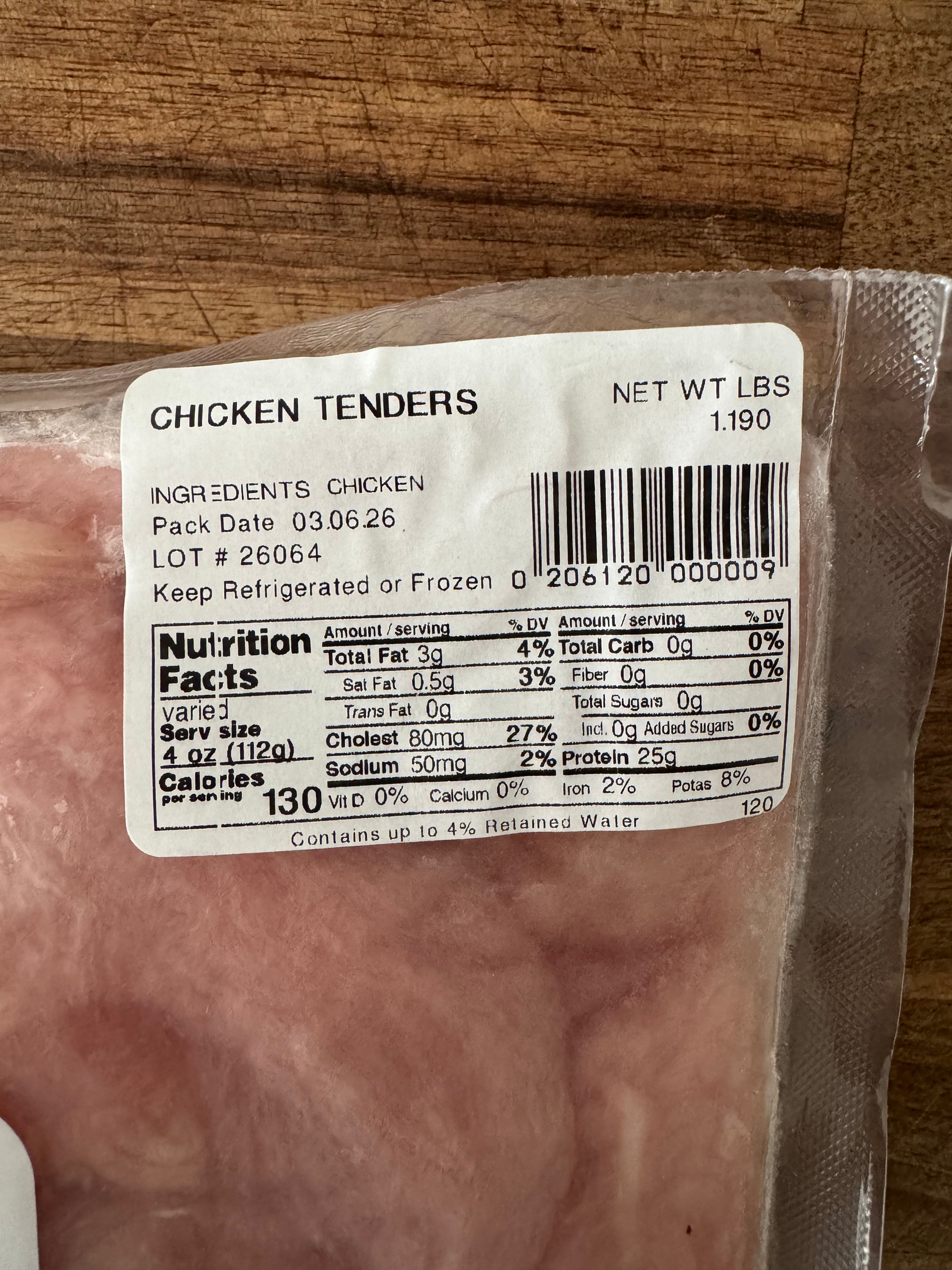 Organic Chicken Tenders (approx. 16 oz)