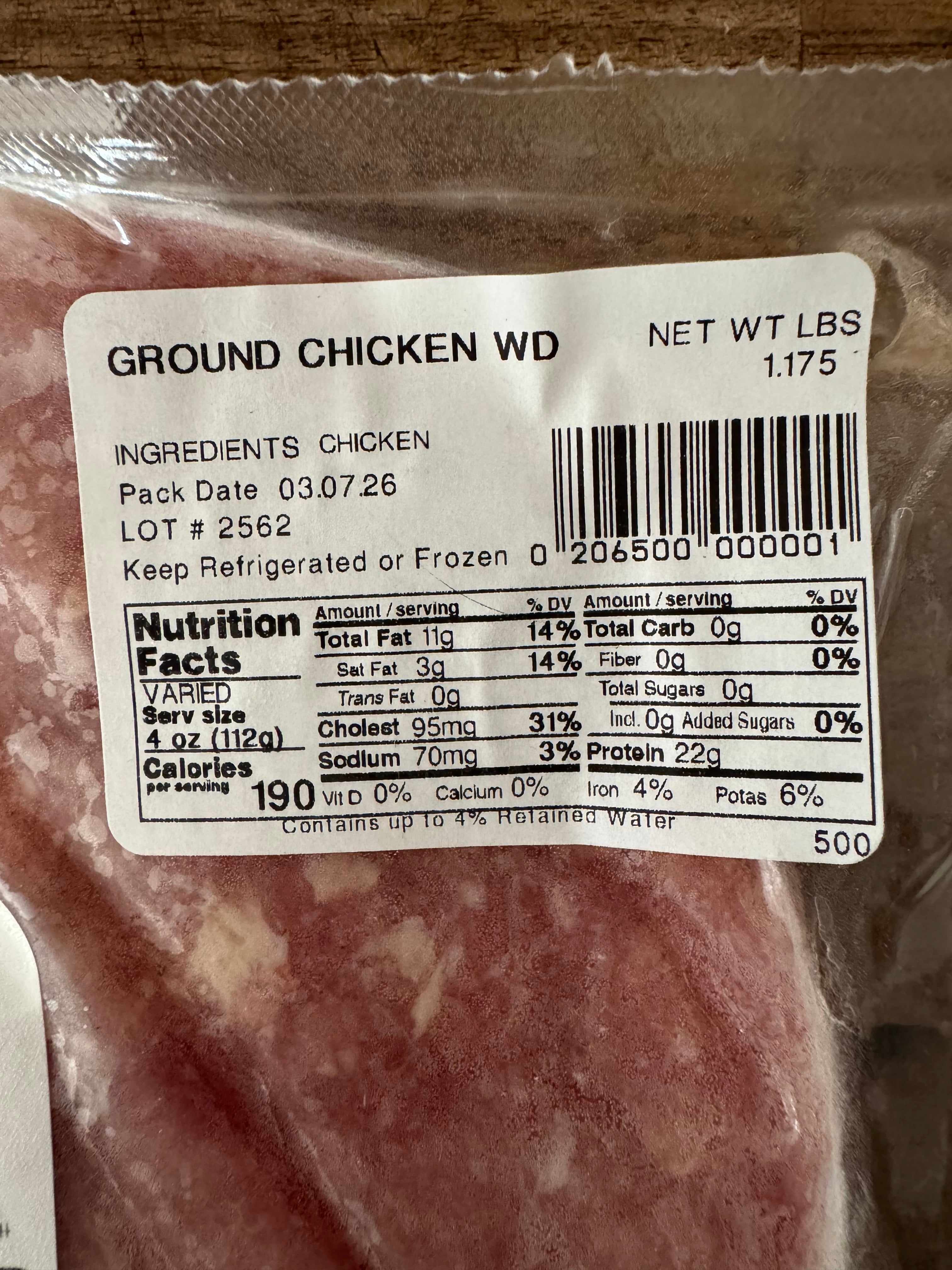 Organic, Ground Chicken (approx 1lb)