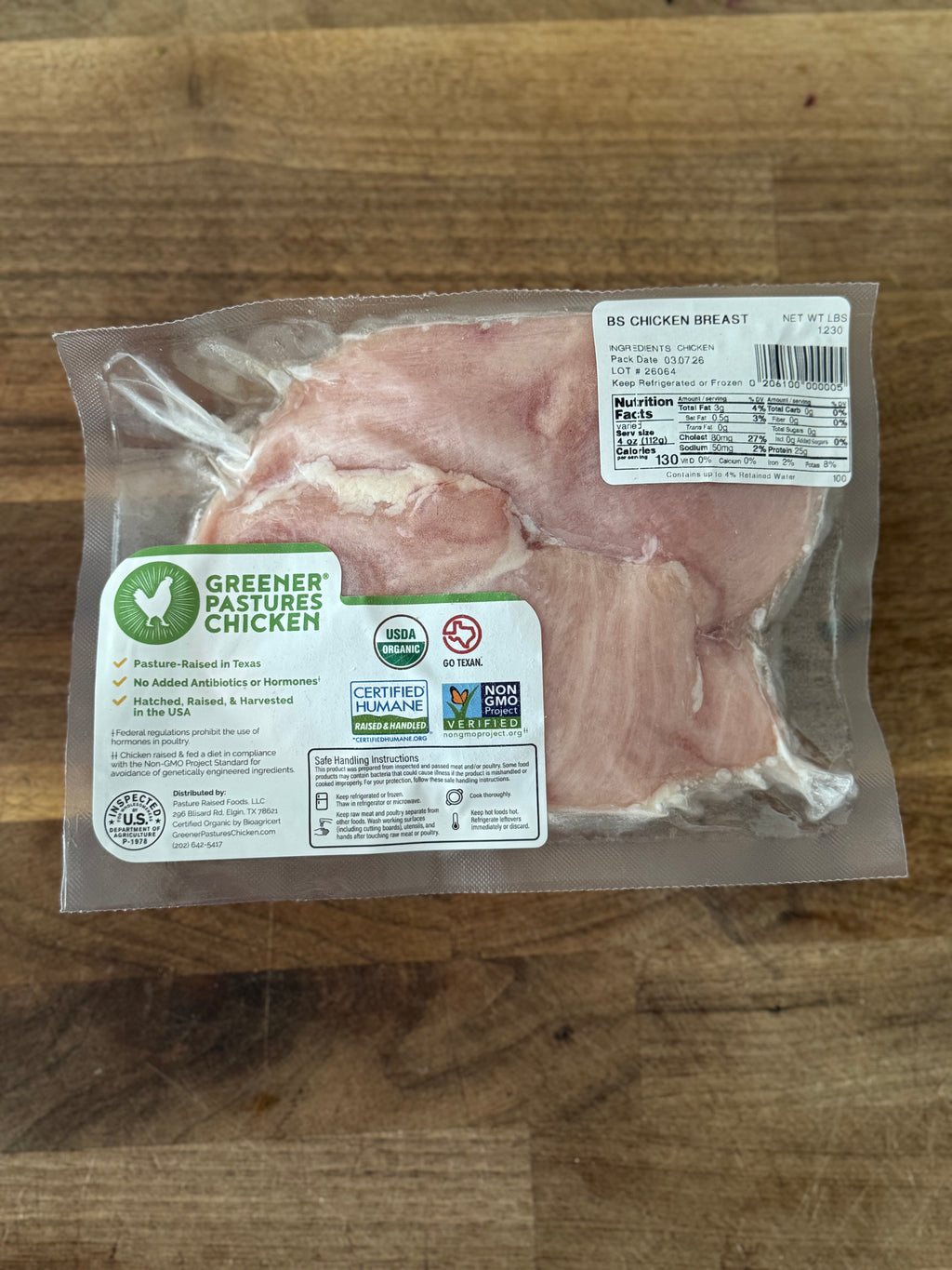 Organic Boneless Skinless Breast (~16oz)