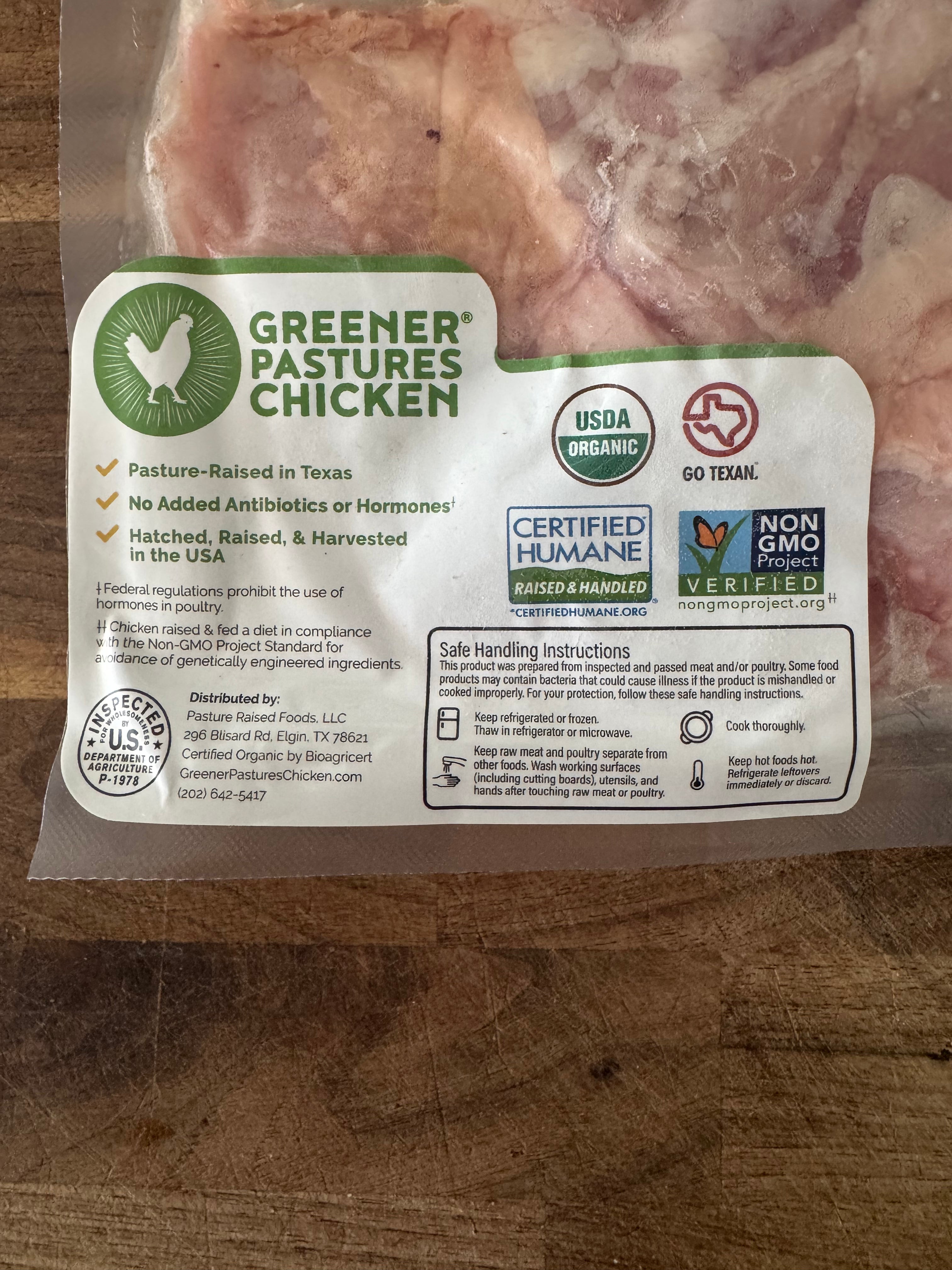 Organic Whole Chicken Thighs (4 pack, ~16oz)