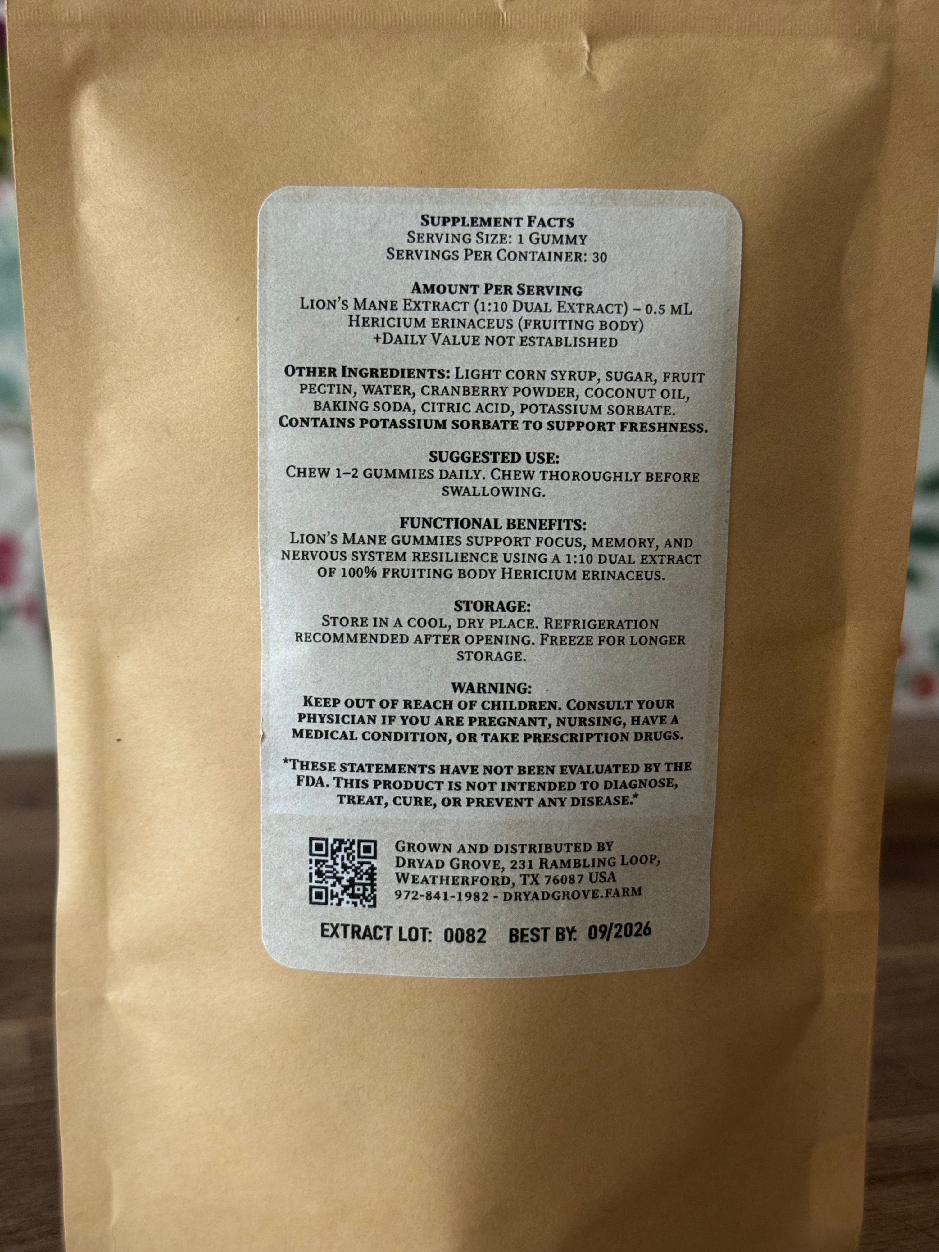 Lion's Mane Mushroom Gummies (30ct)
