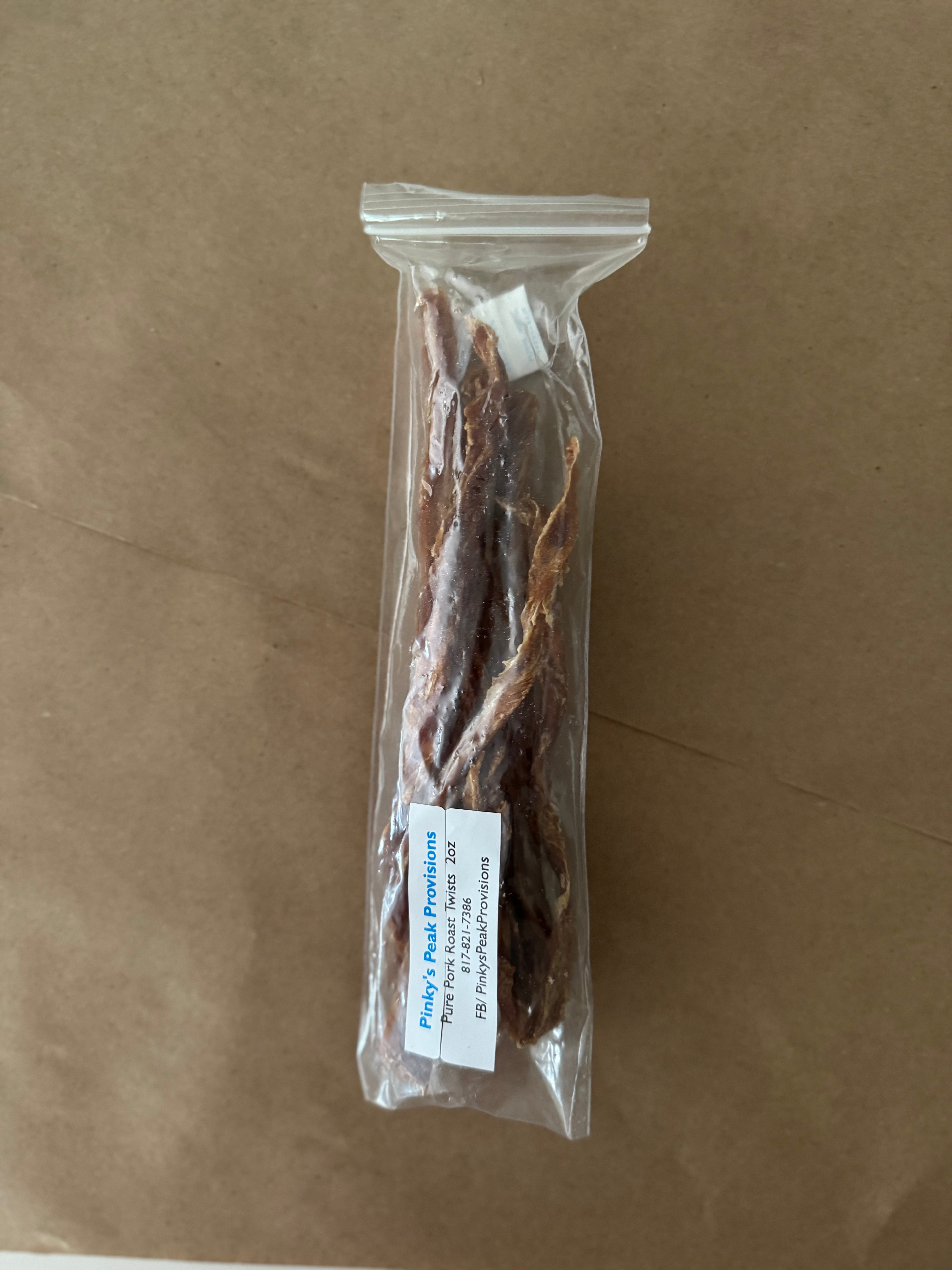 Pork Roast Meat Twists (Dog Treat)