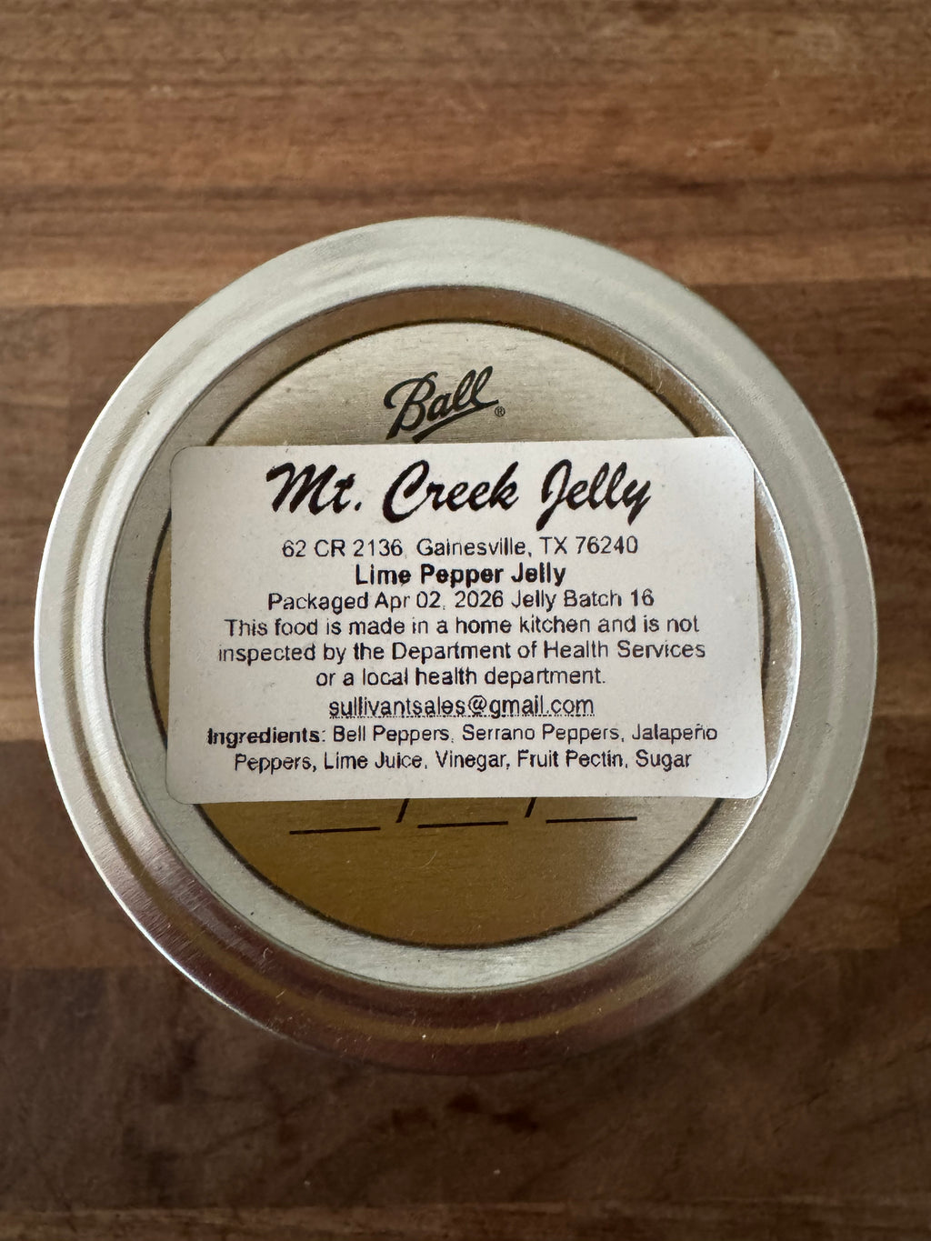 Pepper Jellies (Lime, Grape, Hot, or Very Hot)