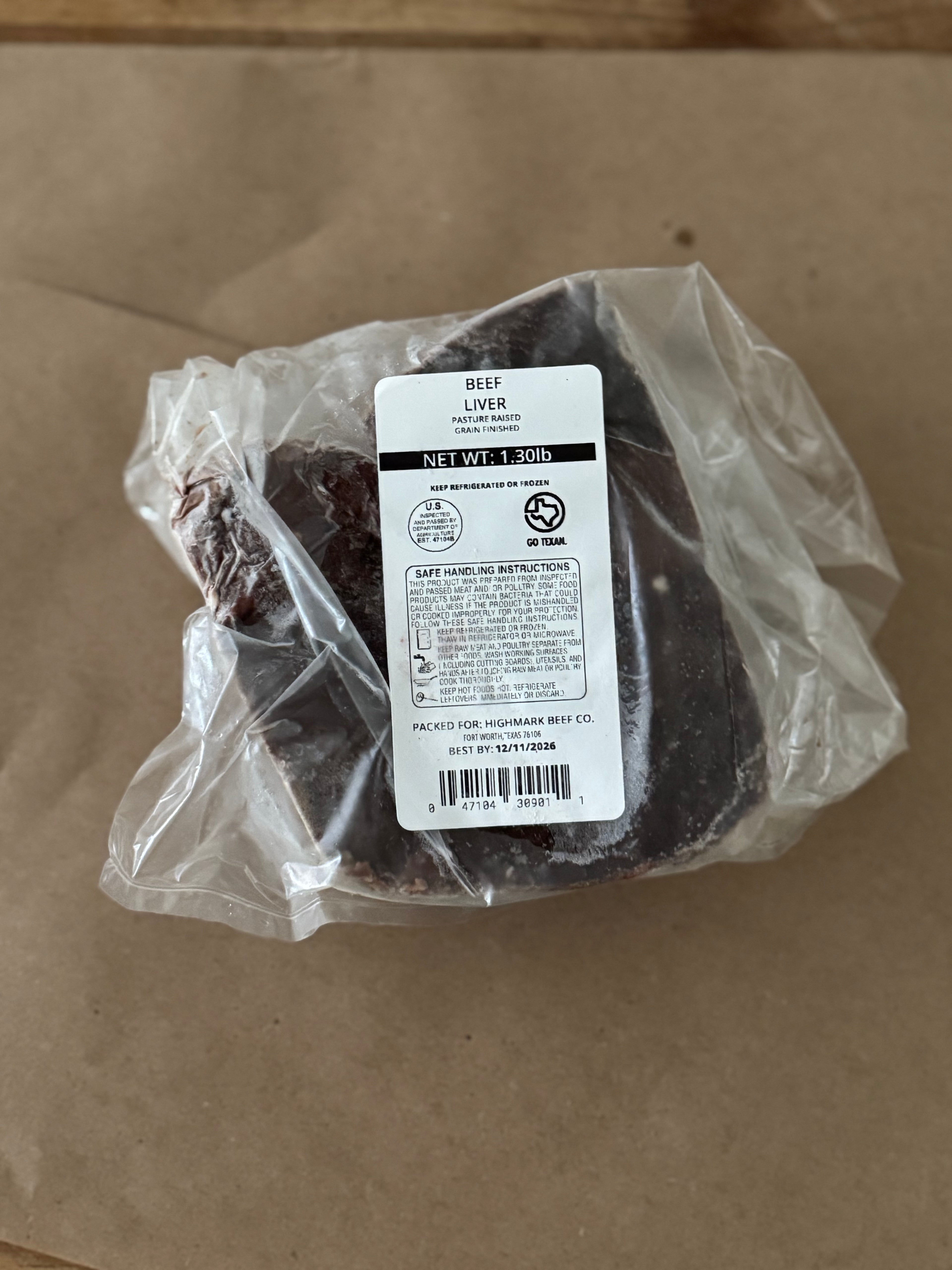 Beef Liver (Pasture-Raised, 1 lb)