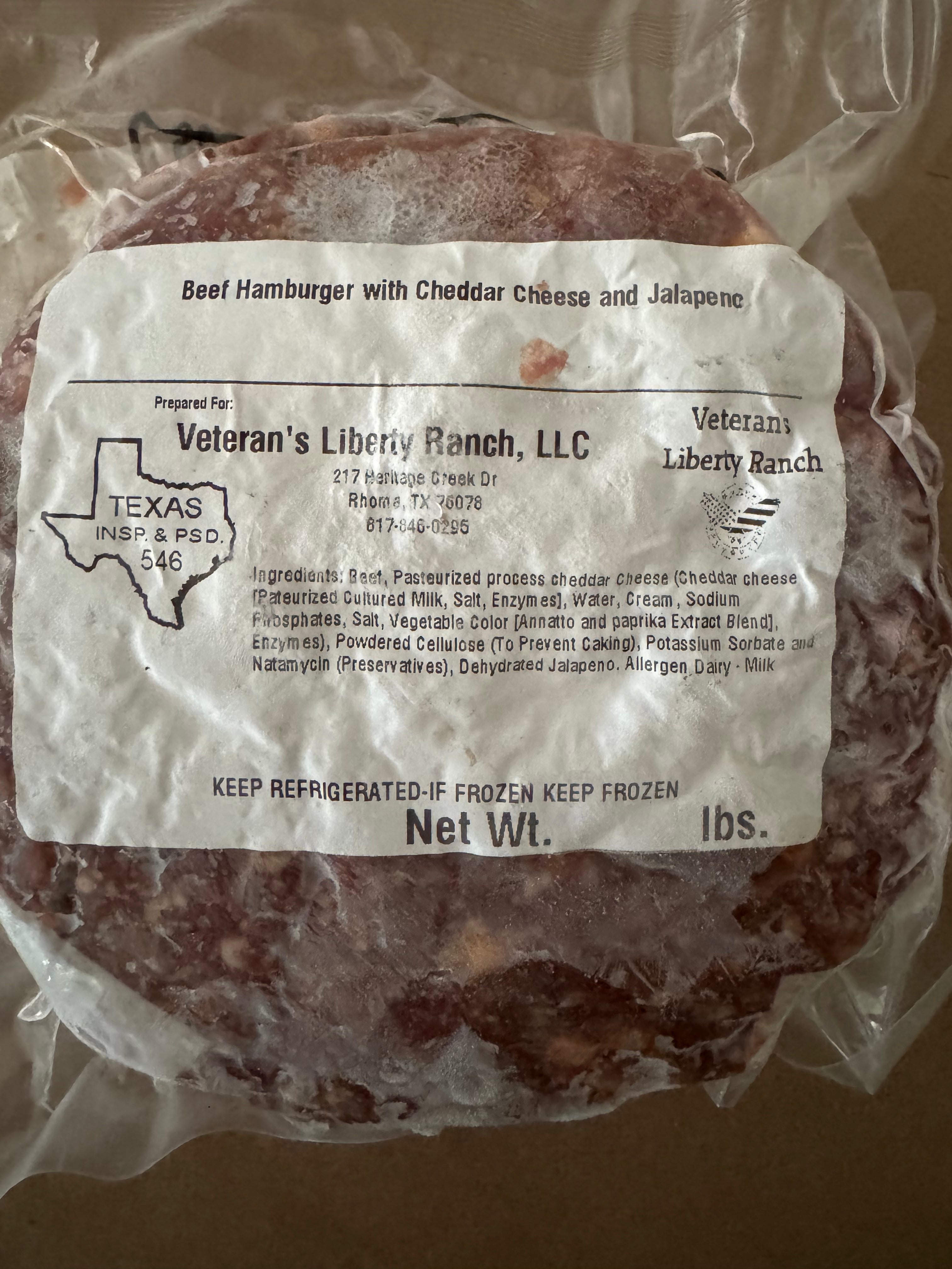 Cheddar & Jalapeño Beef Patties (93/7, Pasture-Raised, Grass-Fed & Finished, 1 lb)