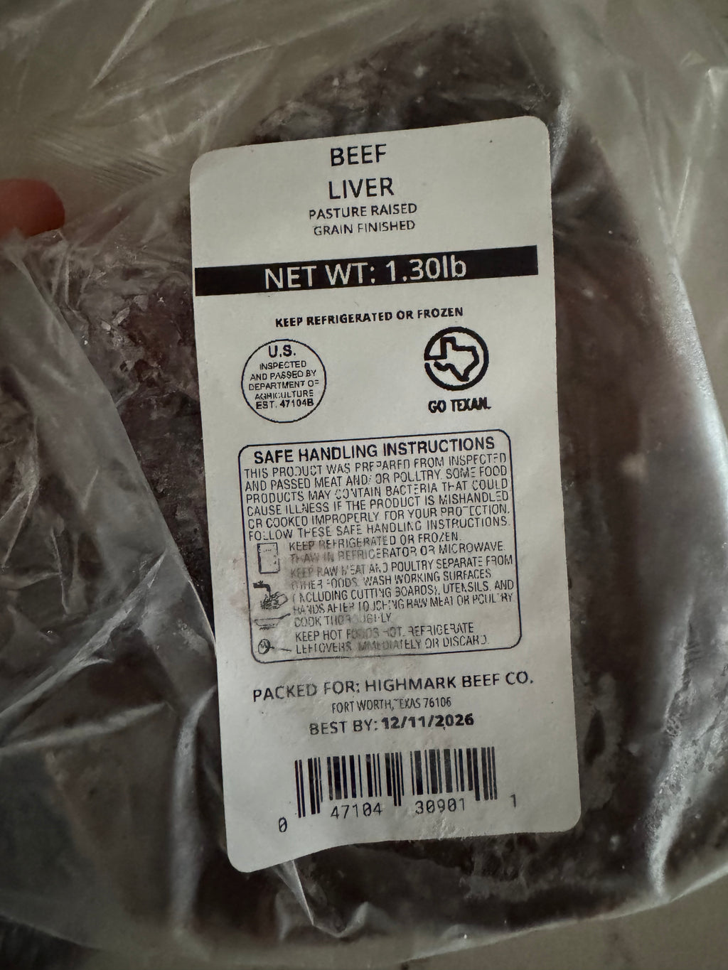 Beef Liver (Pasture-Raised, 1 lb)