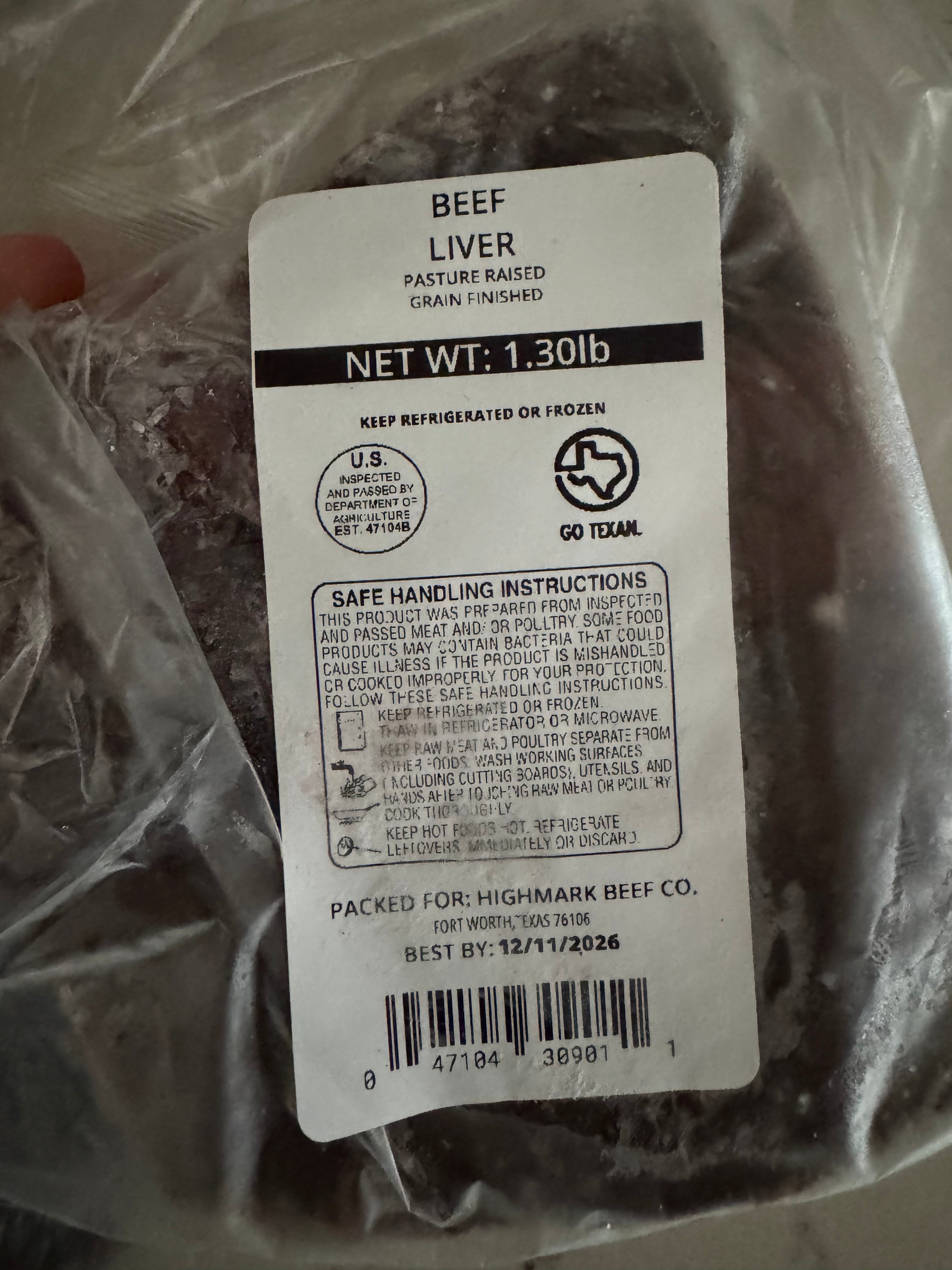 Beef Liver (Pasture-Raised, 1 lb)