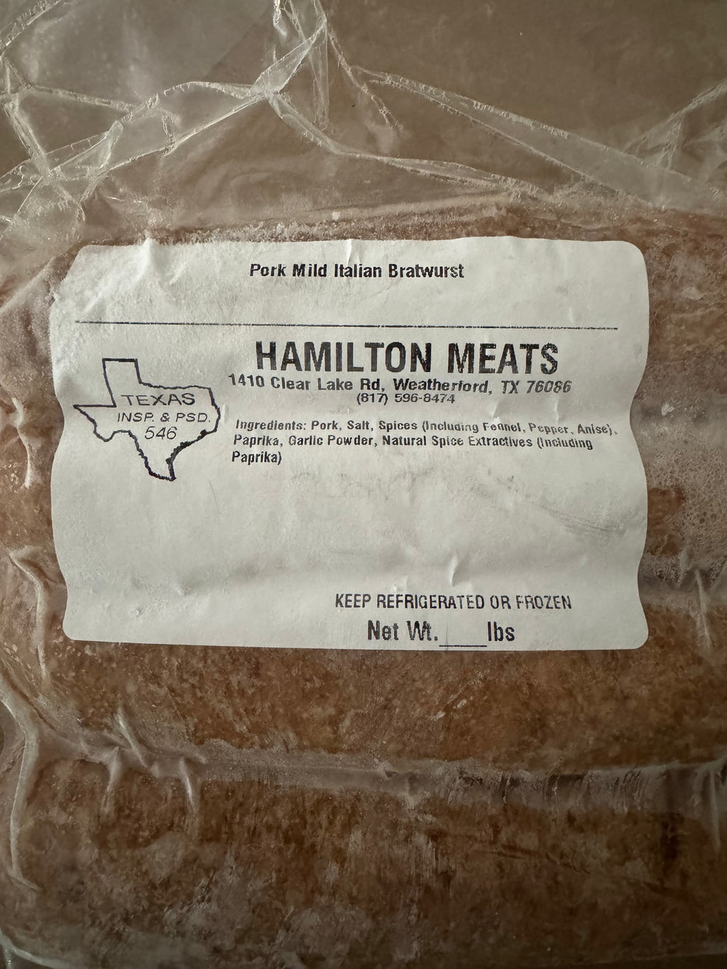 Italian Pork Bratwurst (Pasture-Raised Pork)