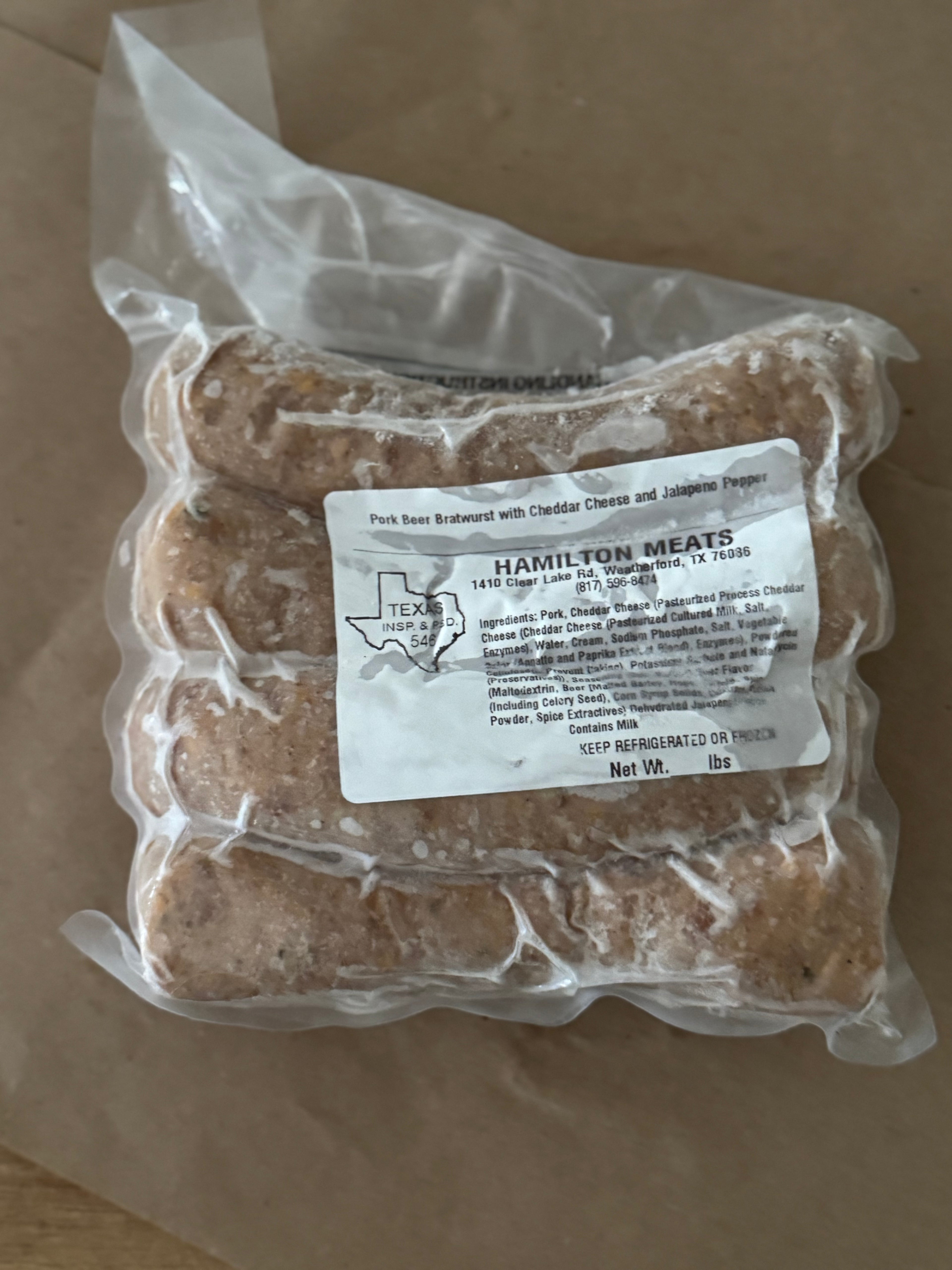Cheddar Jalapeño Beer Bratwurst (Pasture-Raised Pork)