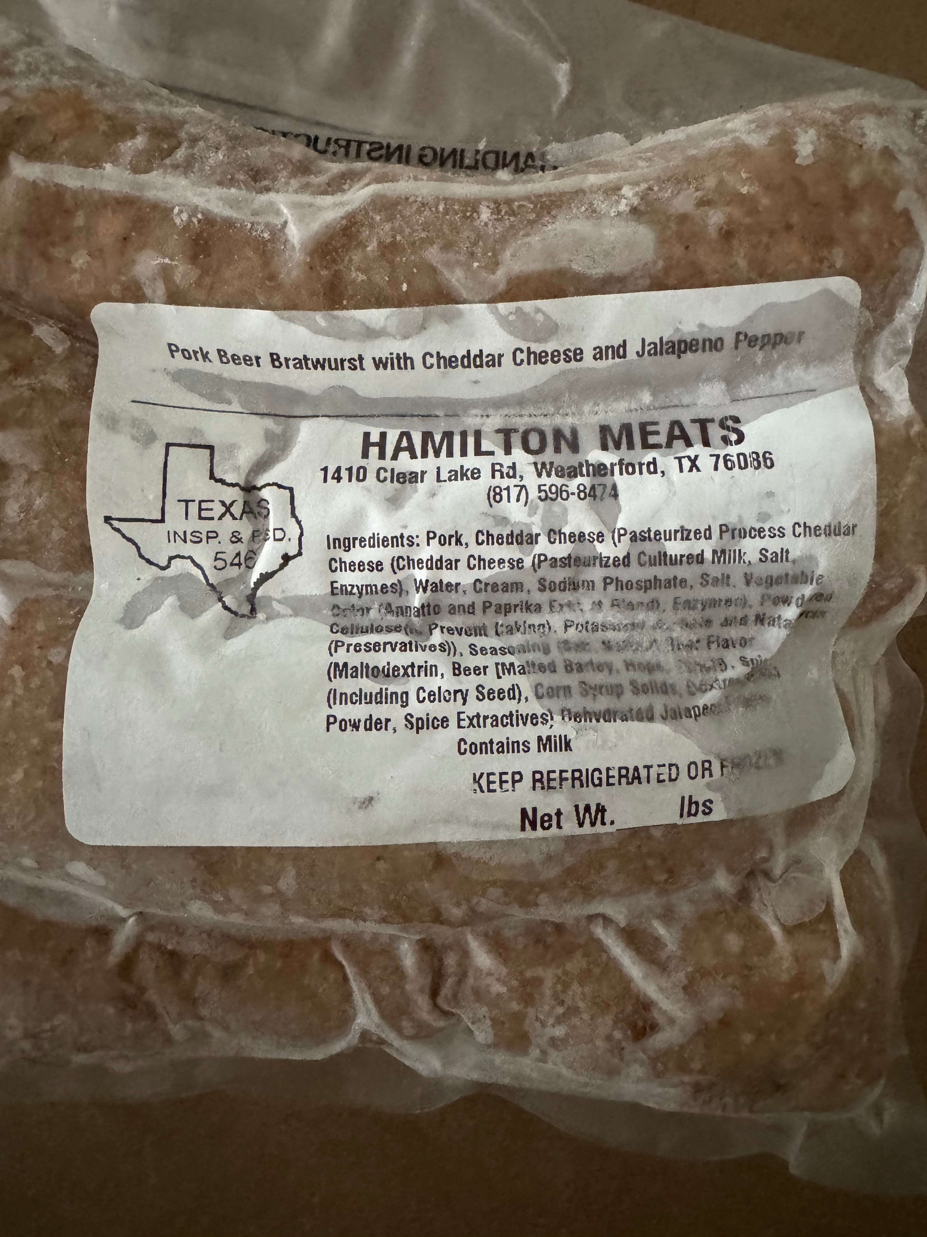 Cheddar Jalapeño Beer Bratwurst (Pasture-Raised Pork)