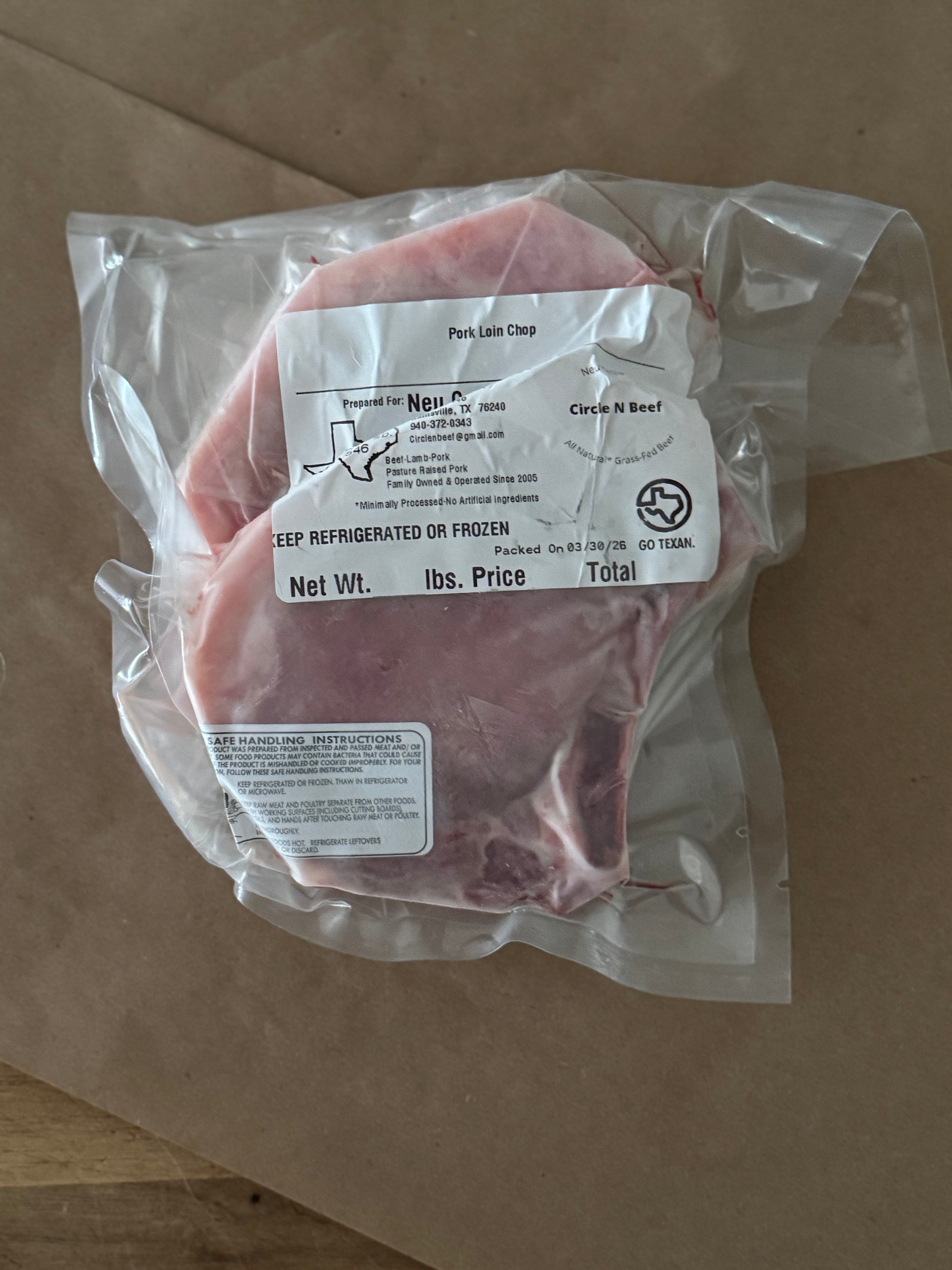 Pasture-Raised Pork Chops (Choose Type)
