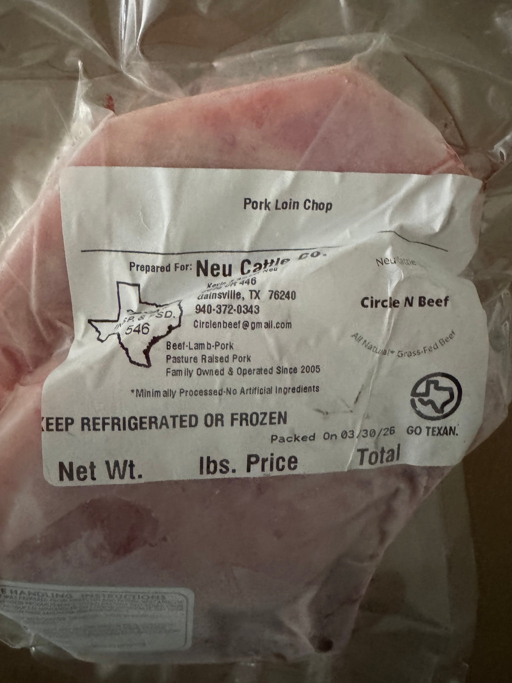 Pasture-Raised Pork Chops (Choose Type)
