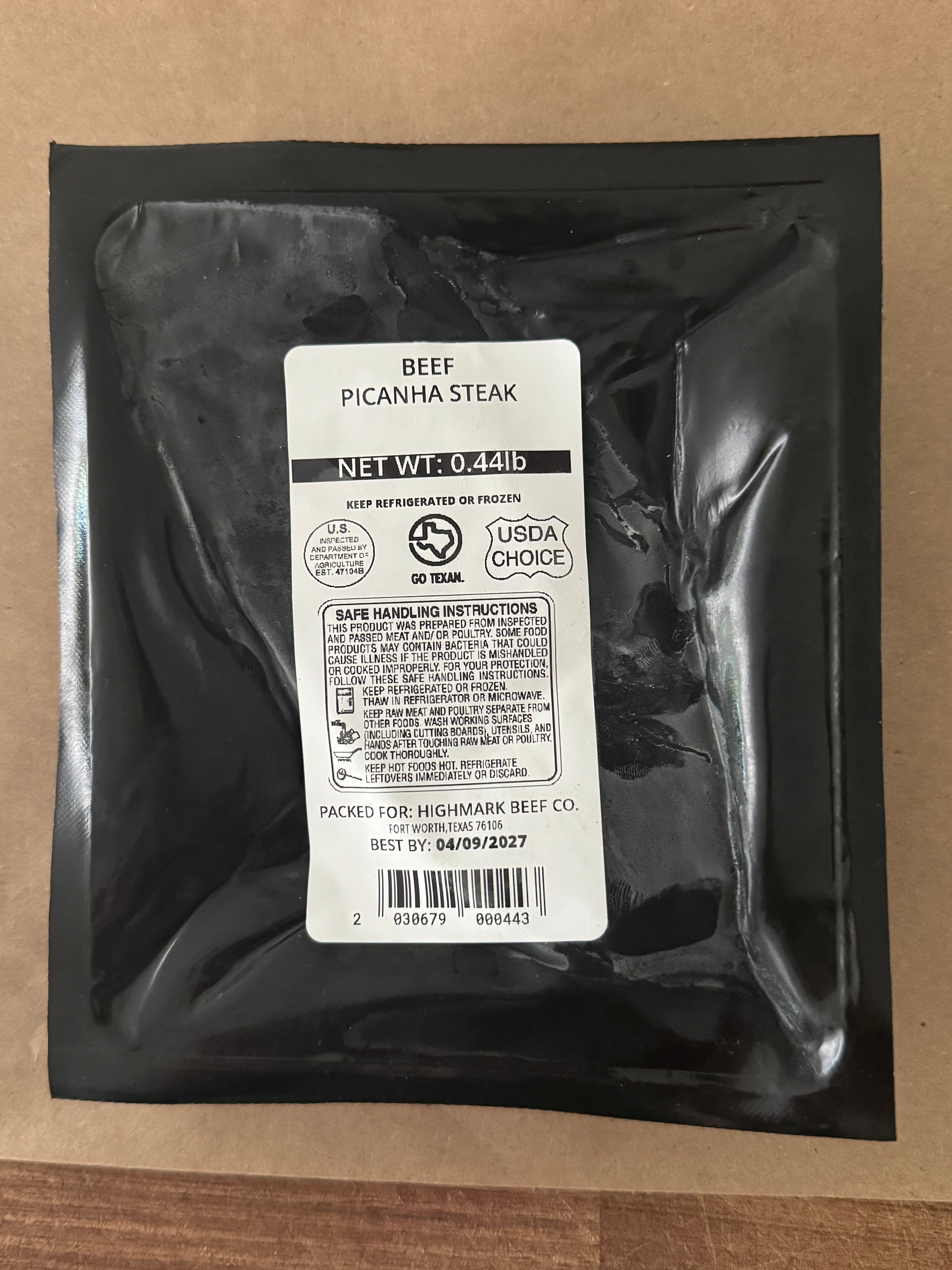 Beef Picanha Steak, Weeknight Cut (0.4-0.5lb)
