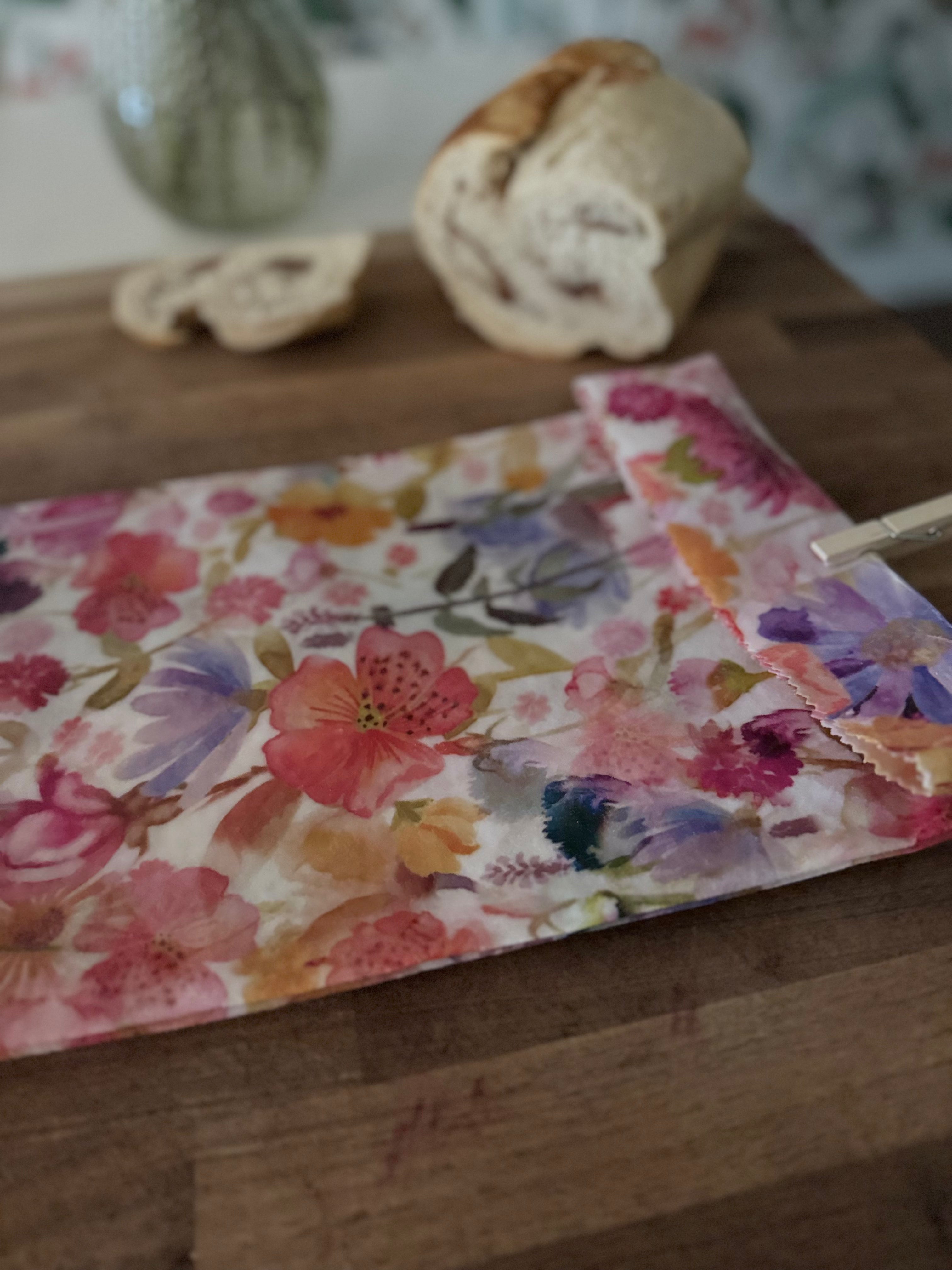 Beeswax Bread Bag (Pink Floral)