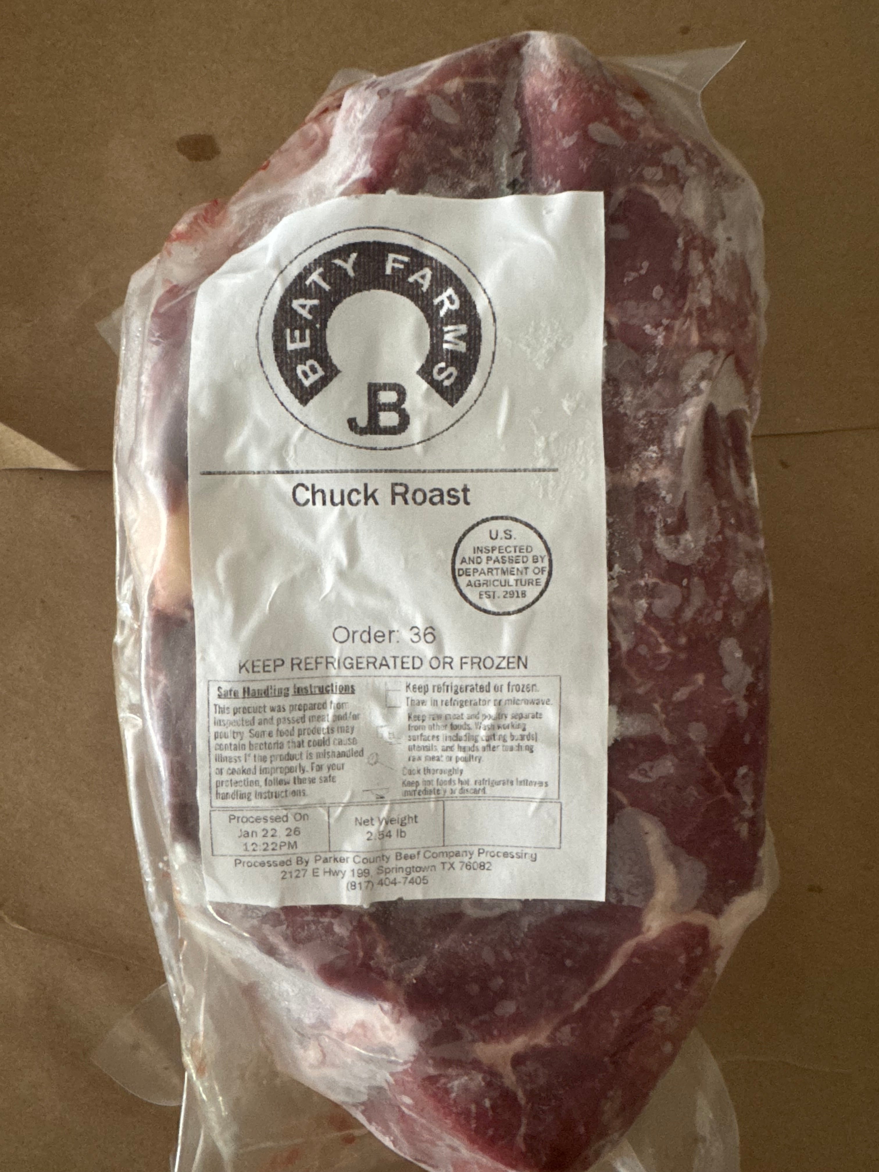 Boneless Chuck Roast (~2.50–2.57lb)