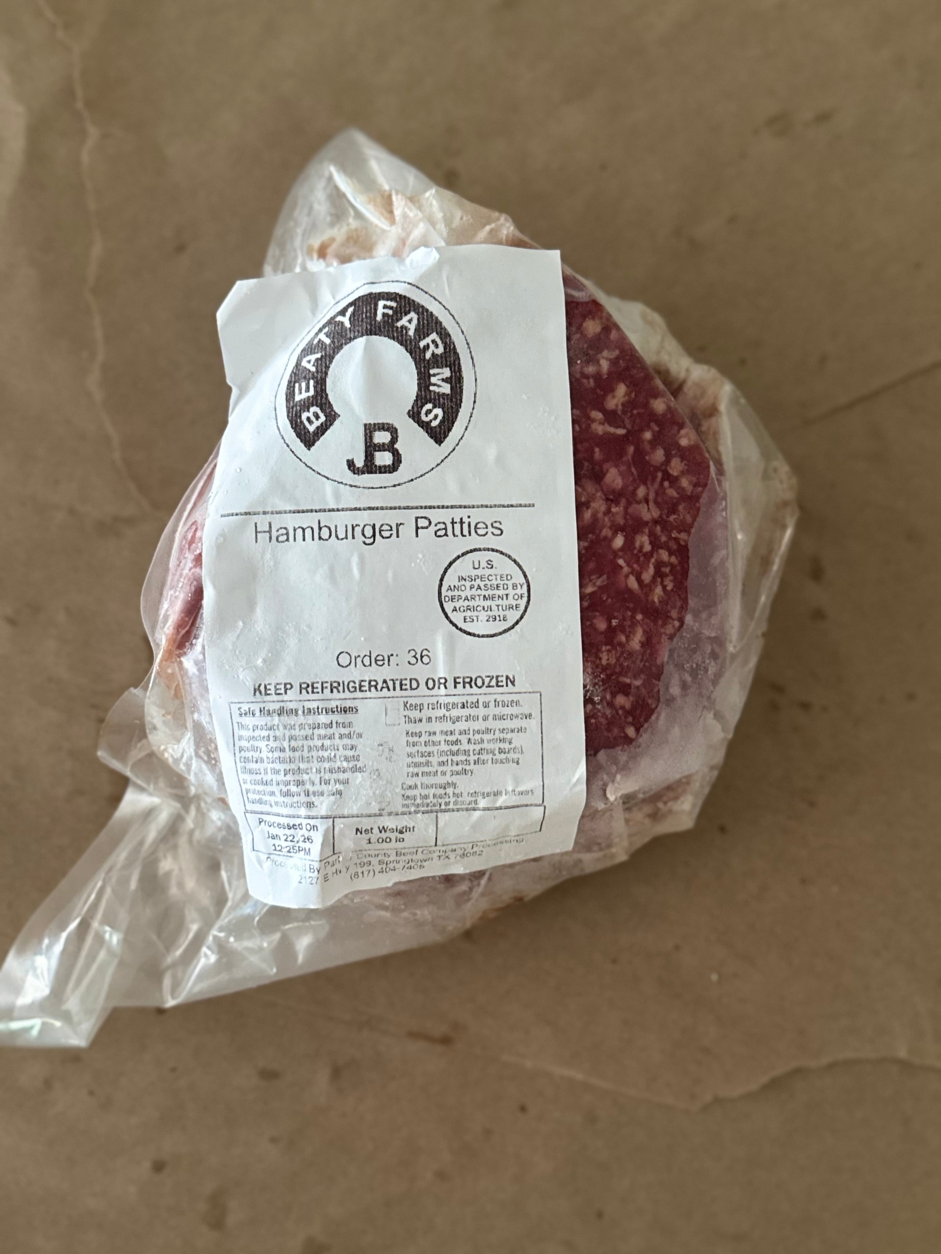 Lean Brangus Beef Hamburger Patties (90/10) 3 Patties, 1 lb