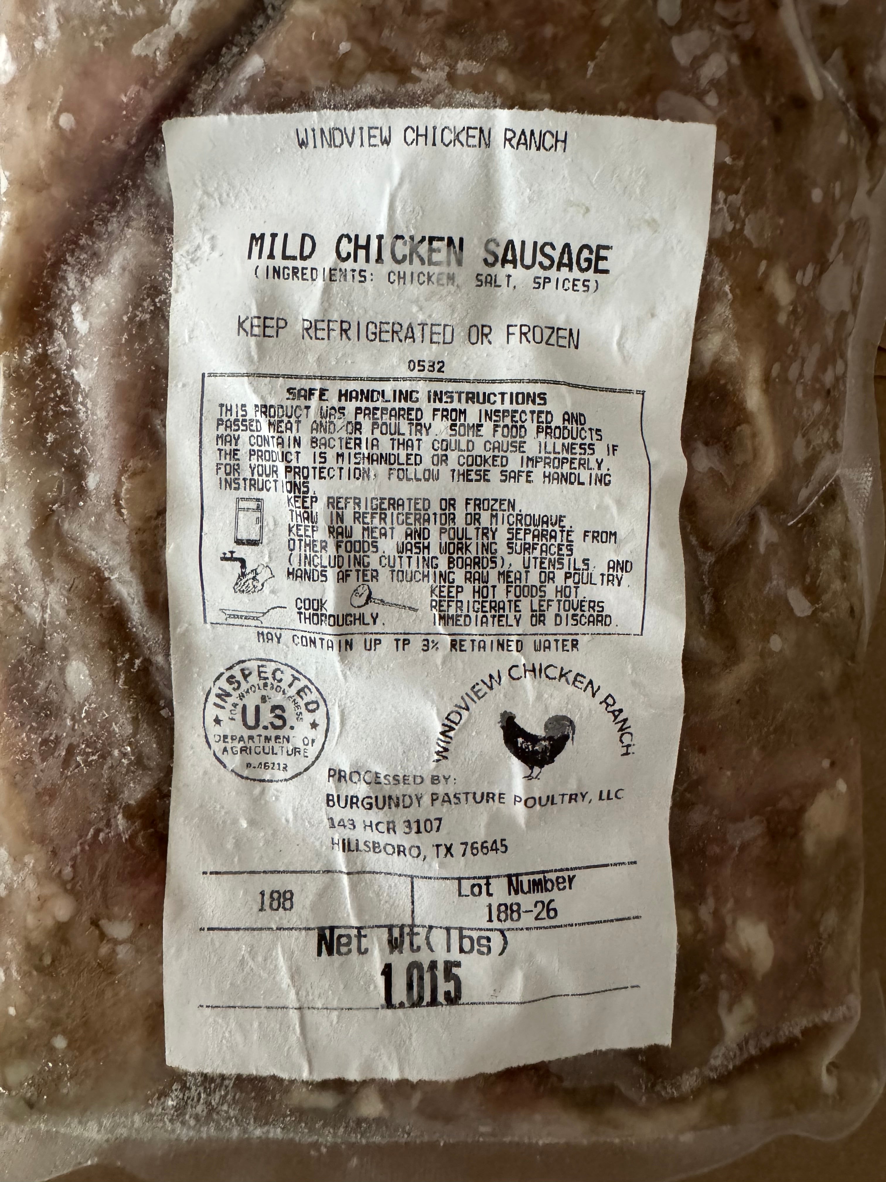 Pasture-Raised Ground Mild Chicken Sausage
