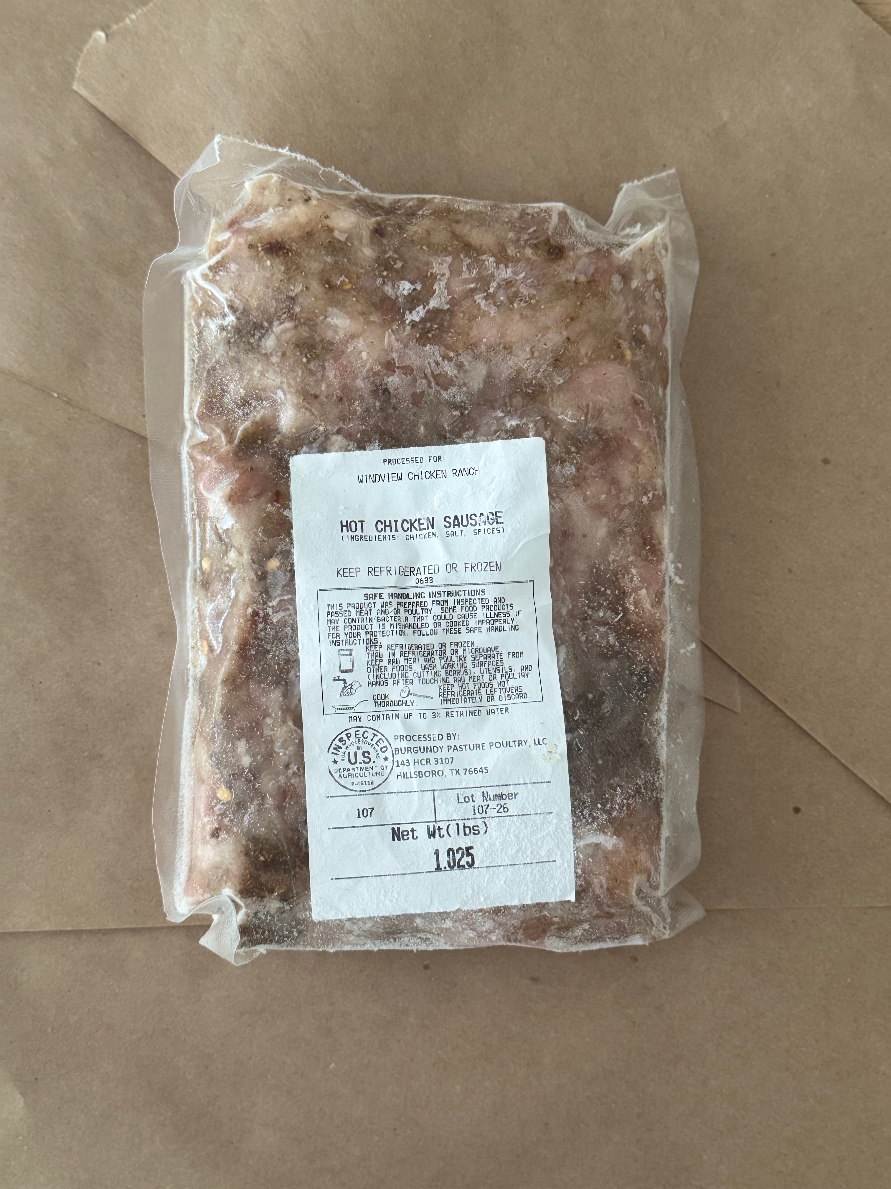 Pasture-Raised Ground Hot Chicken Sausage