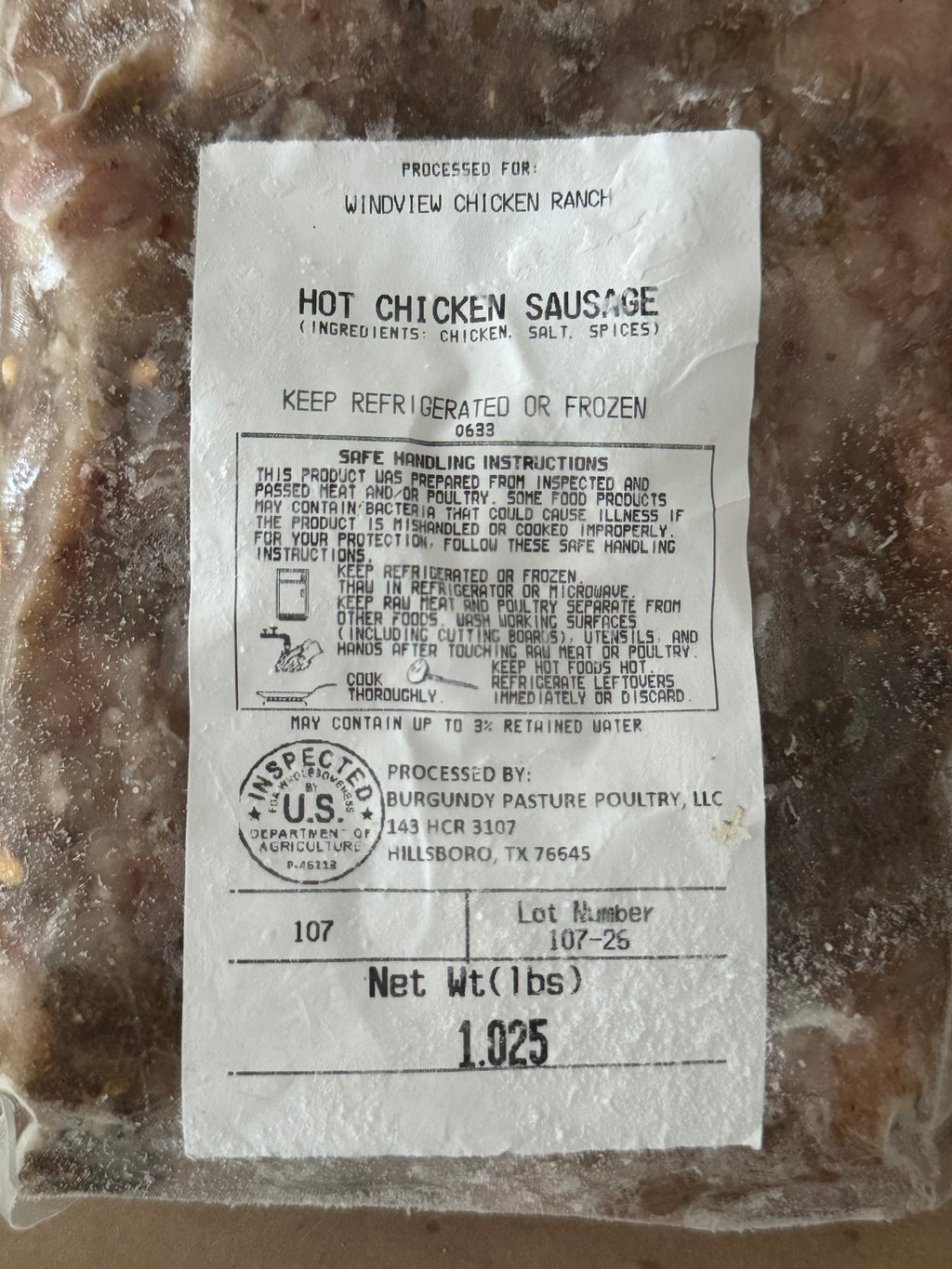 Pasture-Raised Ground Hot Chicken Sausage