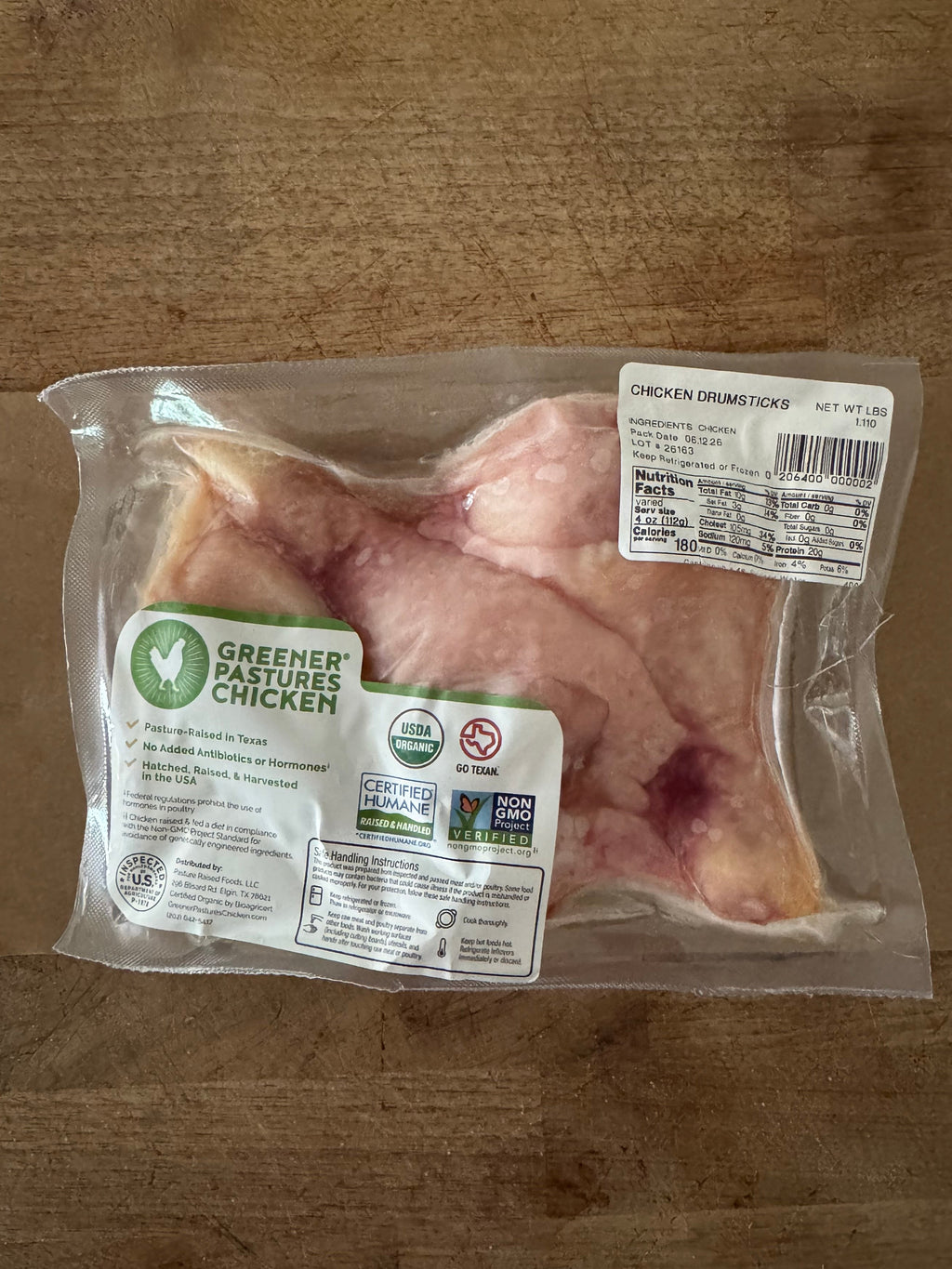 Organic, Chicken Drumsticks (approx 1lb)
