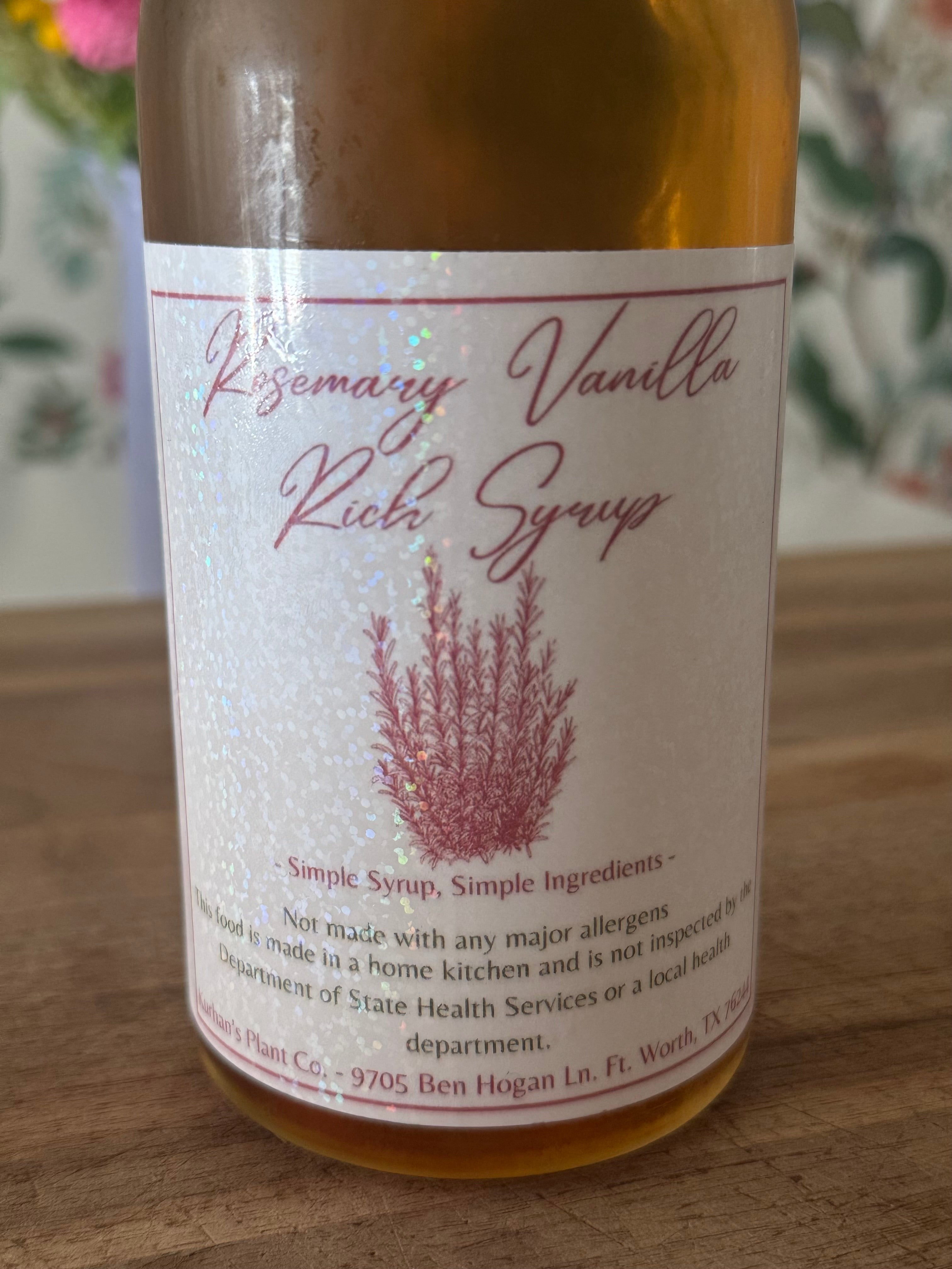 Homegrown Rosemary & Organic Vanilla Rich Syrup (17oz)