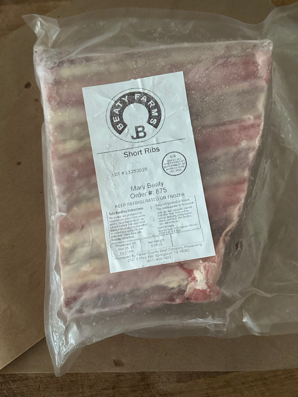 Beef Short Ribs (Choose Size)