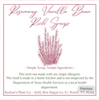 Homegrown Rosemary & Organic Vanilla Rich Syrup (17oz)